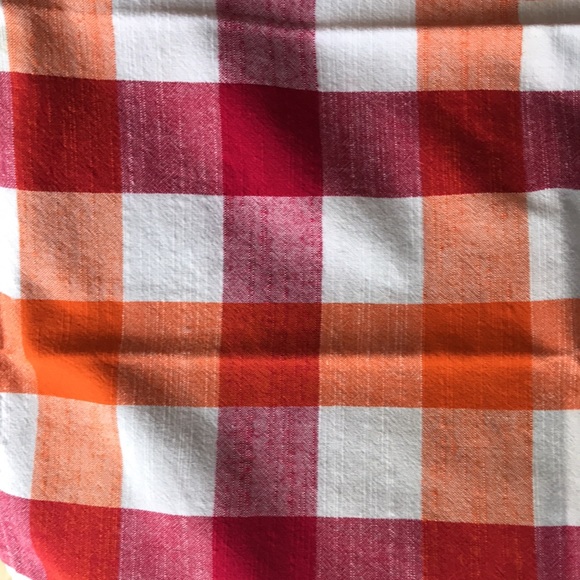 Magenta Orange White Cotton Check Napkins Set of 8 - Picture 3 of 5